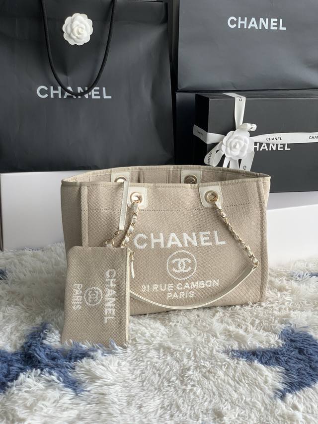 法国 高端定制品 Chanel As67001# Chanel 2022新色母子沙滩牛仔帆布包 经典旅游购物袋系列 原版牛皮手柄 妈咪包简易的搭扣设计 任何细节