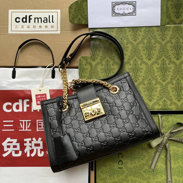 原厂皮配 Cdfmall三亚免税店手提袋 Padlock链条包小号 Gucci Padloc 造型挺括的肩背包 取材自品牌典藏设计 钥匙放在可拆卸皮革钥匙包内