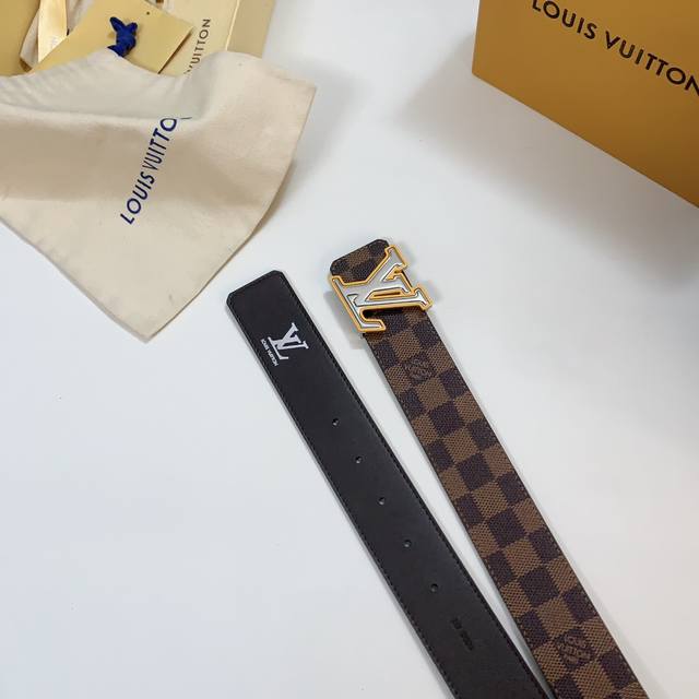 Lv 路易威登官网同步 高端原单精品 宽度4.0Cm 双色搭配设计 纯钢精品电镀五金 工艺精湛 双面进口小牛皮