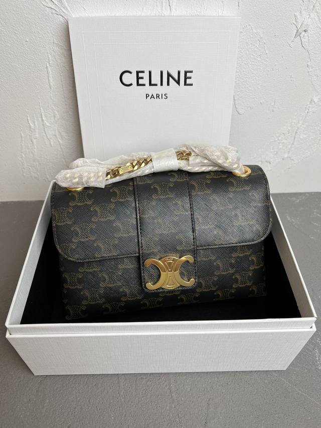 Celin_E 2024 Teen Victoire小号标志印花牛皮革手袋 Celine终于出了一款可单肩可斜挎的包包 Celine Su24最新款式-Vict