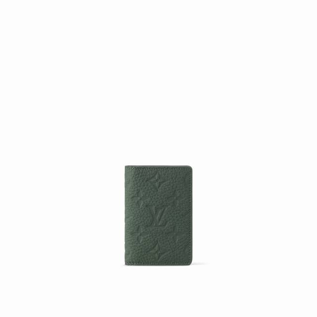 M83067墨绿色 官网图 全皮压花卡包钱包系列 口袋卡夹 钱夹
